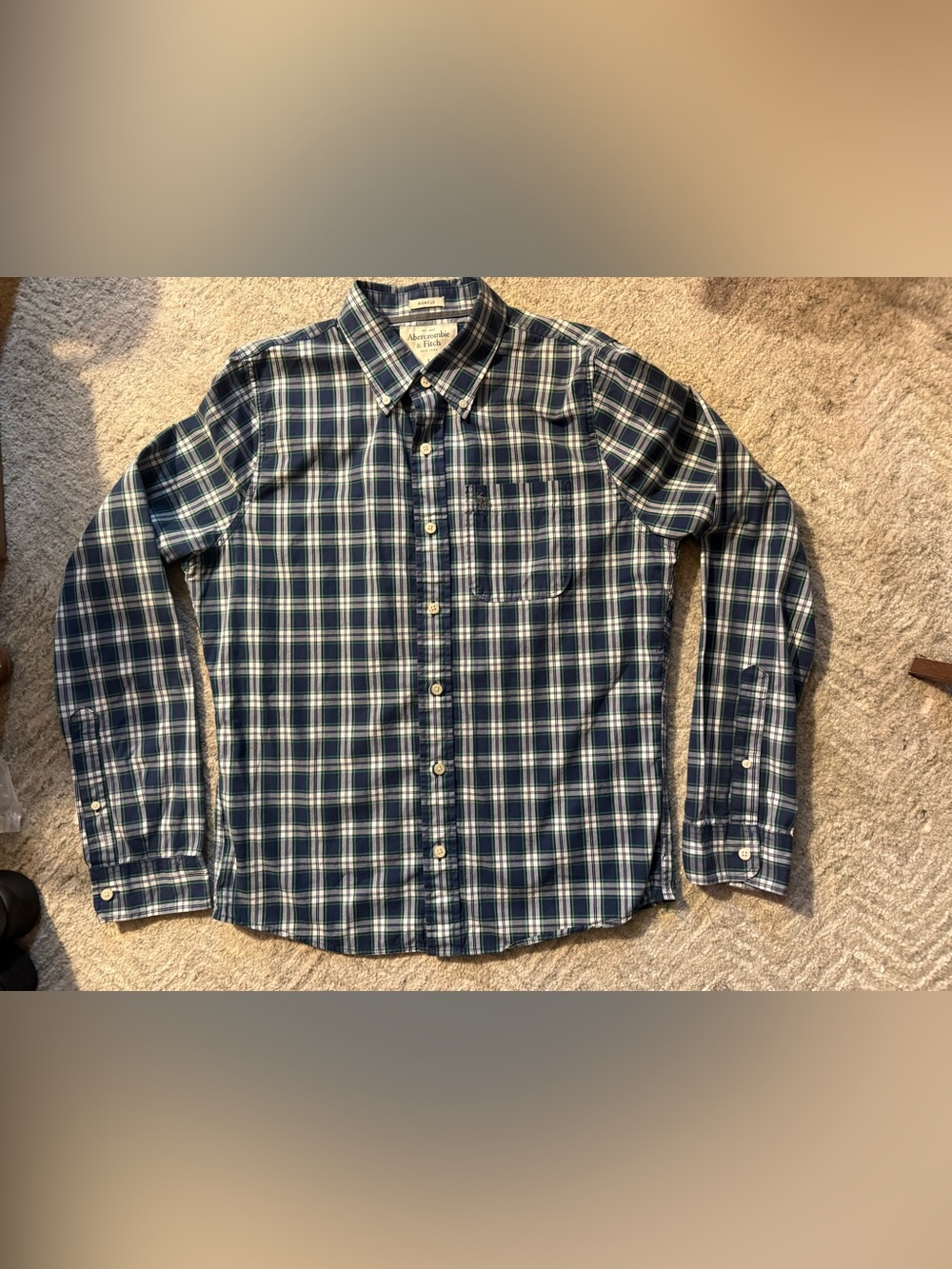 Abercrombie & Fitch Blue and White Plaid Button-Down Shirt